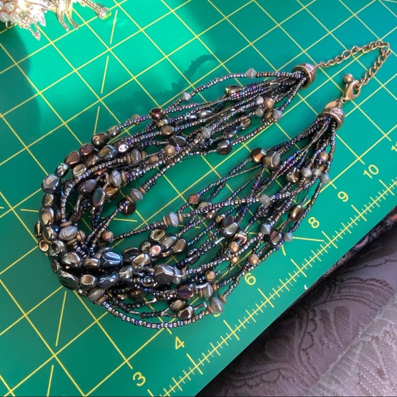 Chico's 16 Strands of Prismatic Beads Gold Tone Chain - Picture 2 of 4